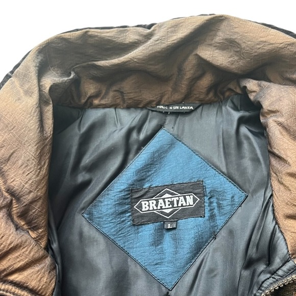 VTG 90's Braetan Patchwork Floral Ski Jacket SZ Large Metallic Turquoise Brown - Picture 9 of 12